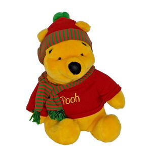 Disney Winnie the Pooh 14” Plush In Winter Hat and Scarf By Mattel Inc